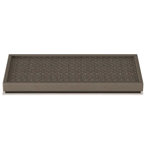 0032775 Bandeja Rectangular Pequeña de Chevron Mendong con Borde, Gris