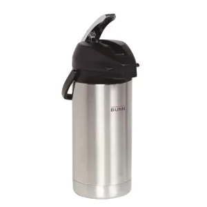 BUNN® 3.8L Lever Action Airpot, Acero Inoxidable/Negro