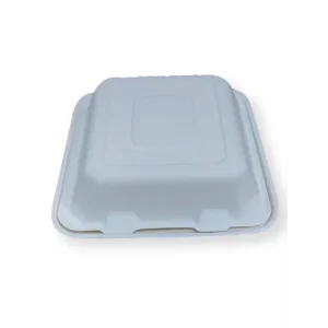 Envases biodegradables de caña de azúcar Sustainable Agave Co. de 3 compartimentos, blancos, de 9x9 pulgadas