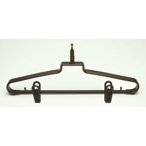 019110 Percha de Plástico con Clip y Tope de Bola para Mujeres, Marrón