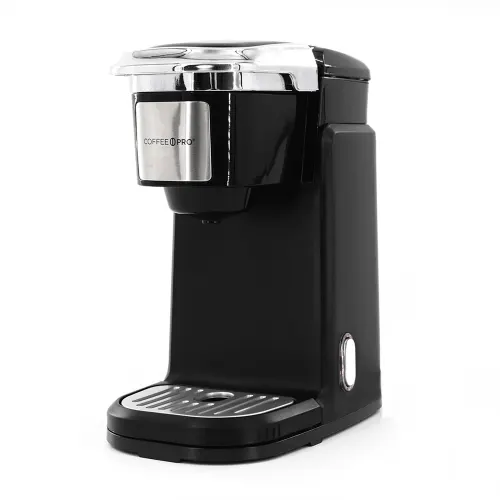 CoffeePro Single-Serve Capsule Coffeemaker, Negro con Acero Inoxidable