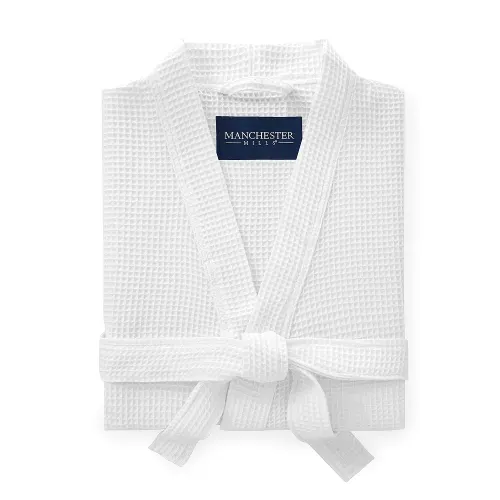 Bata de Kimono con Tejido de Waffle 65/35, 48”L, Blanca