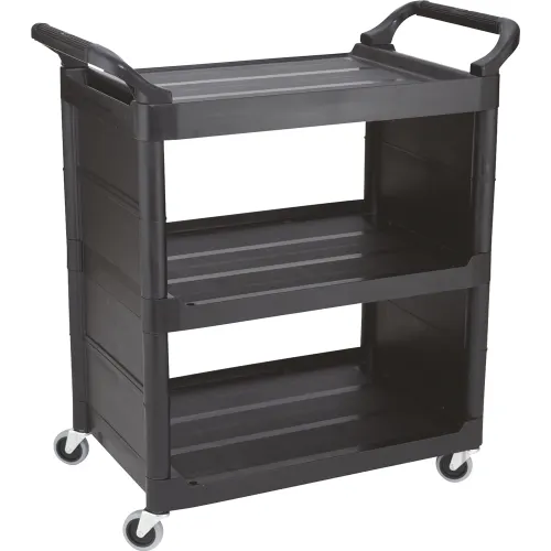 Carro utilitario Rubbermaid con ruedas giratorias de 3 pulgadas y paneles laterales (negro)