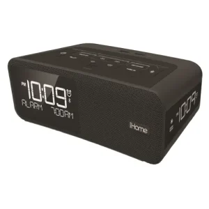 iHome HBH36B Reloj Despertador con Bluetooth y 2 Puertos de Carga USB, Negro