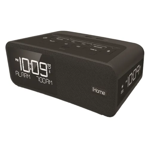 iHome HBH36B Reloj Despertador con Bluetooth y 2 Puertos de Carga USB, Negro