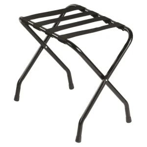 Soporte para Equipaje Metálico con Superficie Plana, Acabado en Polvo y Correas Negras