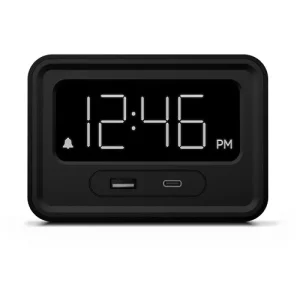 NonStop Station E Reloj Despertador con Puertos USB, Negro