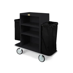 Carro de Limpieza de Plástico Forbes, Tres Estantes, Negro