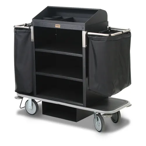 Carro de Limpieza de Plástico Forbes, Tres Estantes, Negro