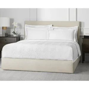 7 Funda de Edredón Simulada, Tejido Interlock 100% Poliéster Puff Jacquard, Queen 240x240 cm, Blanco