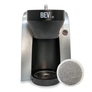BEVBar SP (Cápsula Suave) Cafetera de 1 Taza, Negro con Plata