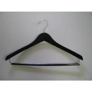 Percha Negra Mate para Hombres, Gancho Abierto Contorneado con Gancho y Clips de Cromo