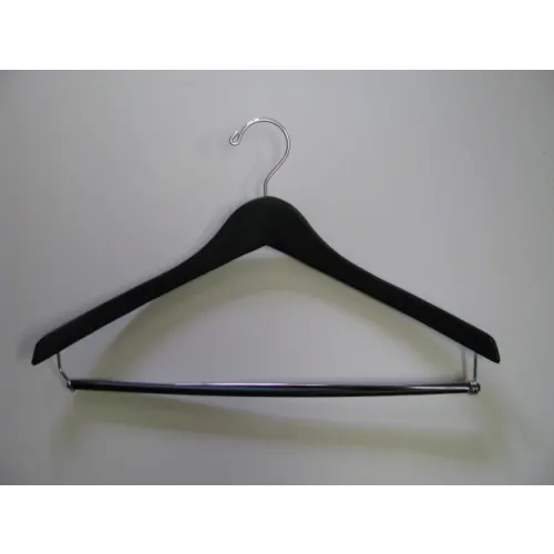 0043056 Percha Negra Mate para Hombres, Gancho Abierto Contorneado con Gancho y Clips de Cromo