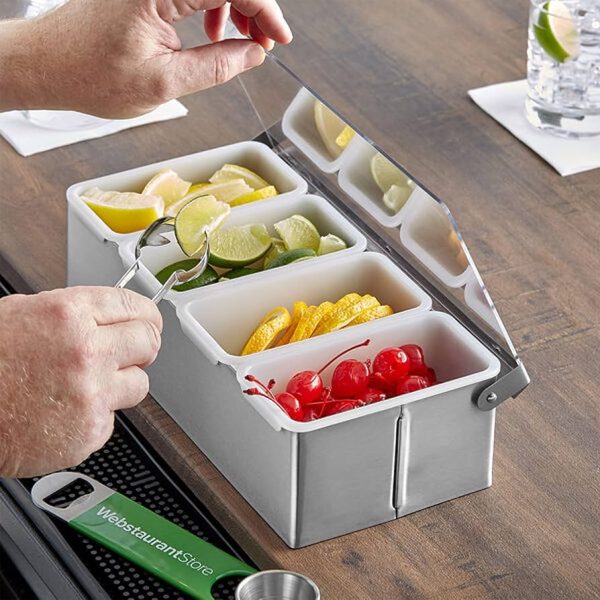Caja con 4 Compartimentos de Acero Inoxidable